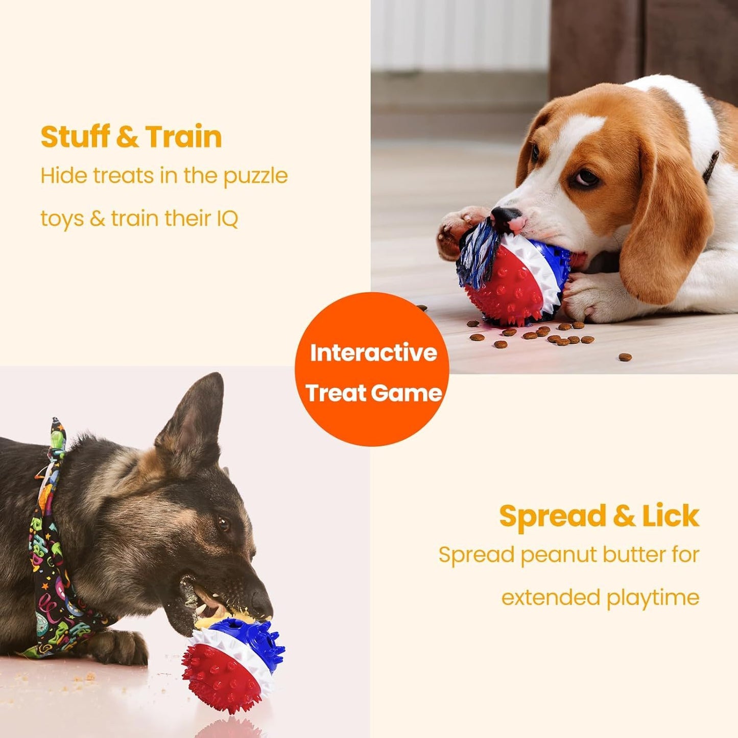 Squeaky Dog Toys For Aggressive Chewers Tough Dog Chew Toys For Large Medium Dogs Indestructible Dog Toy To Keep Them Busy Treat Dispensing Dog Toys For Boredom Enrichment