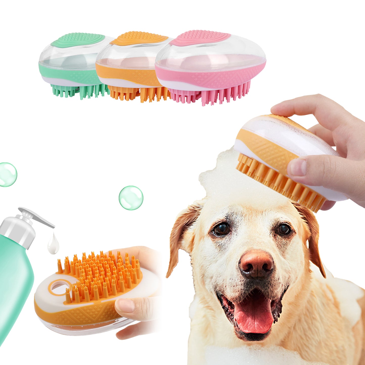 Dog Cat Brush 2-in-1 Pet SPA Massage Comb Soft Silicone Pets Shower Hair Grooming Cmob Dog Cleaning Tool Pet Products